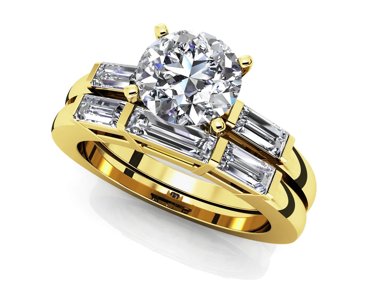 Triple Baguette Lab-Grown Diamond Bridal Set with 1.80 ct. (1.00 ct. center diamond) - Image 2