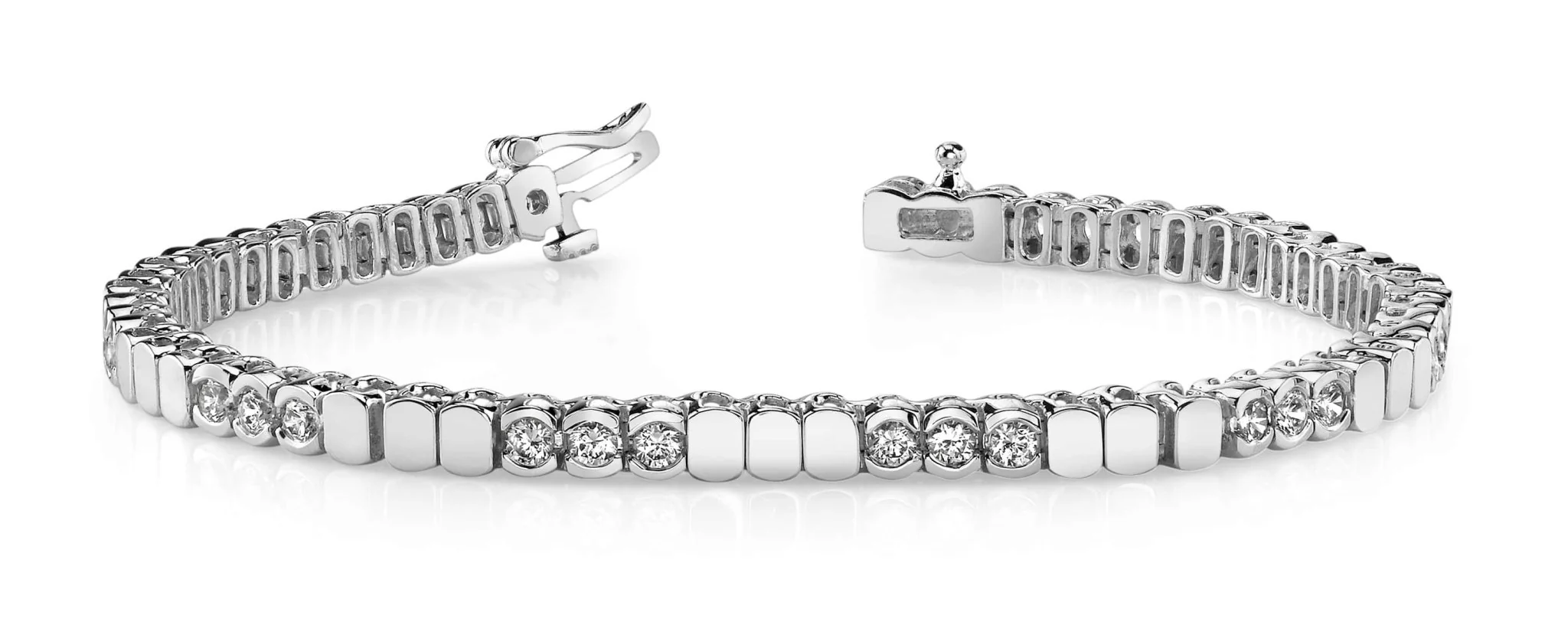 Triple Bezel Diamond Bracelet with 5.25 ct.(finished) 4.0mm - Image 4