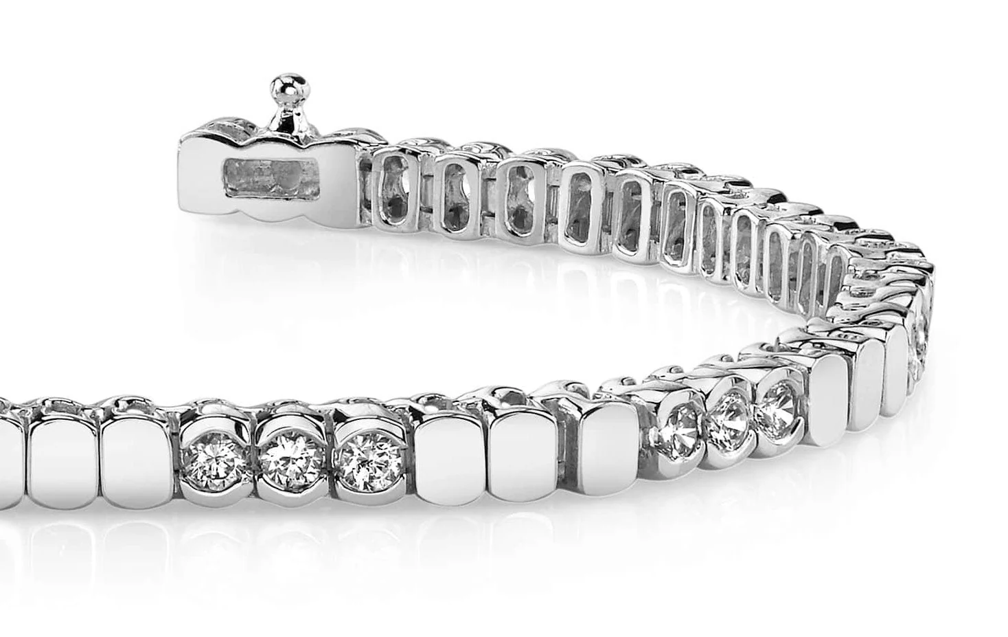 Triple Bezel Diamond Bracelet with 6.30 ct.(finished) 4.5mm