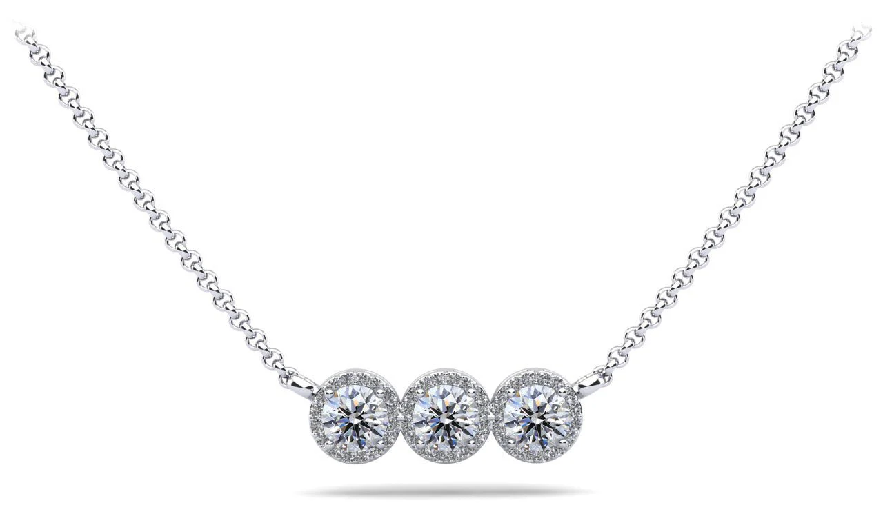 Triple Brilliance Diamond Necklace Lab-Grown Diamond with 1.00 ct.(finished) 1.1mm, 4mm