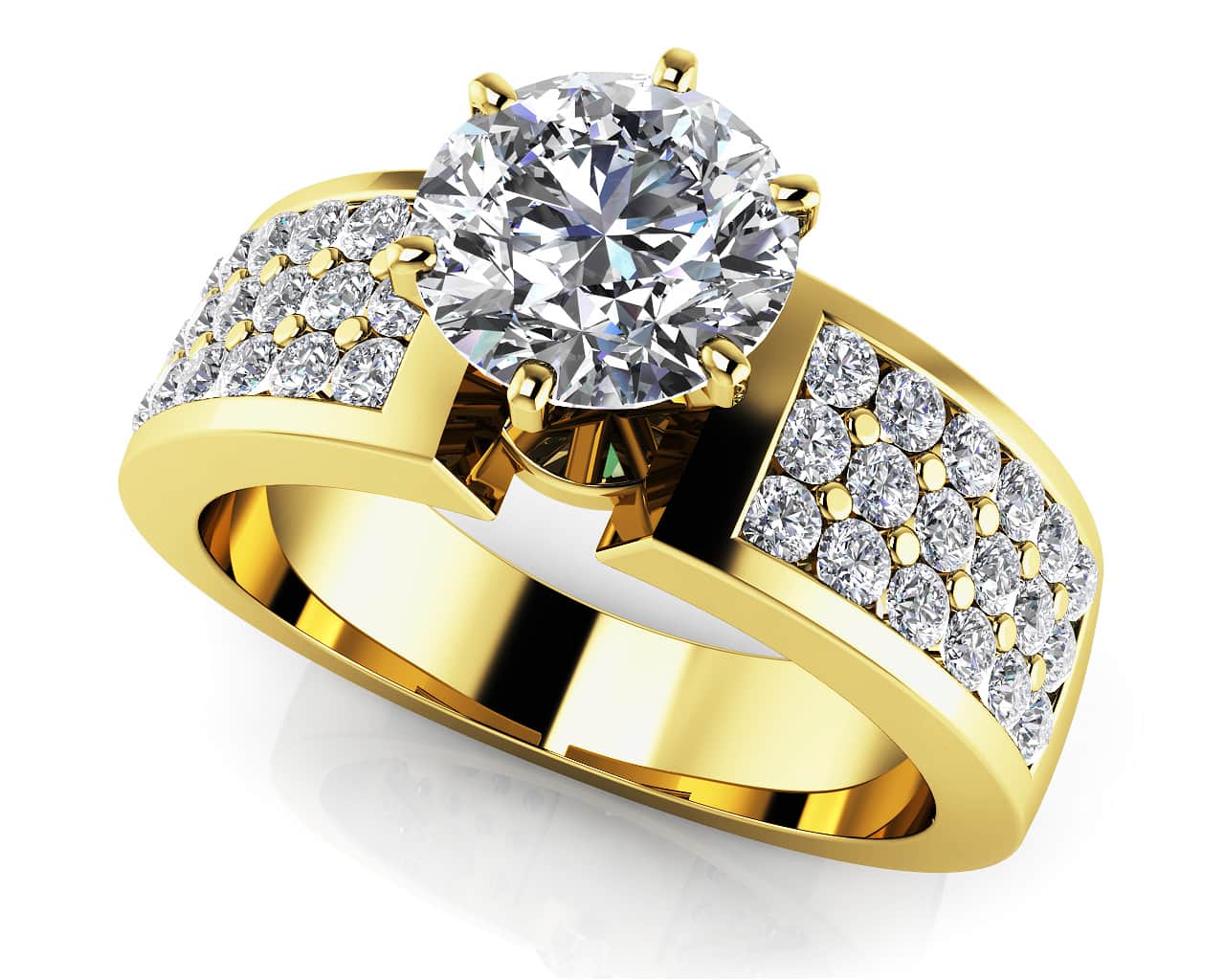 Triple Channel 6 Prong Diamond Engagement Ring with 2.04 ct. (1.50 ct. center diamond) - Image 2