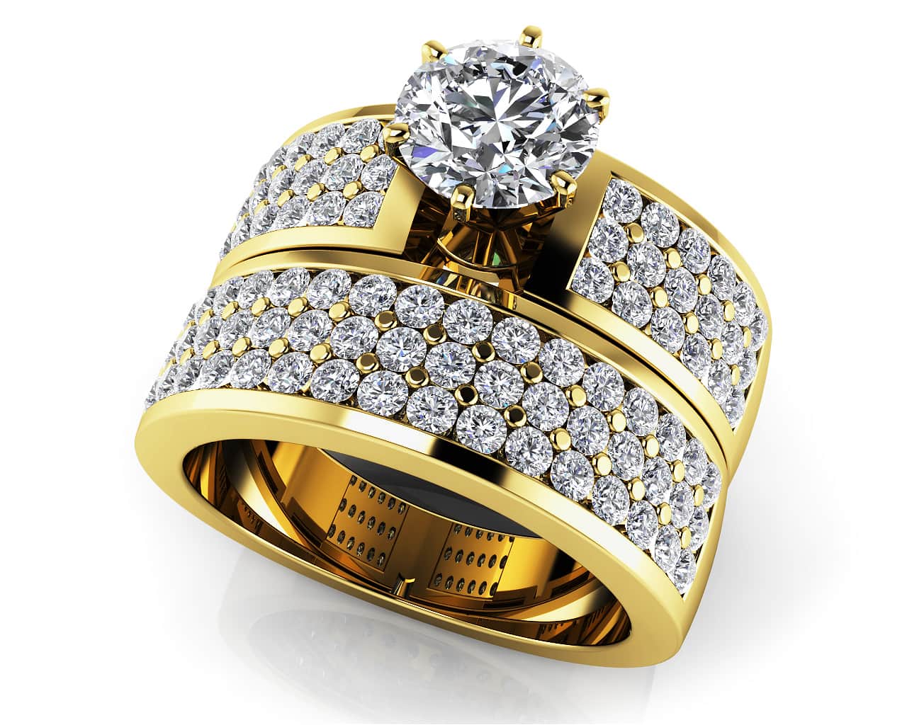 Triple Channel Bridal Set Diamond  with 2.26 ct. (1.00 ct. center diamond) - Image 2