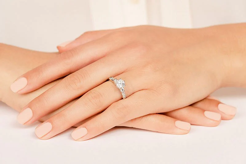 Triple Contrast Diamond Engagement Ring with 0.83 ct. (0.50 ct. center diamond) - Image 3