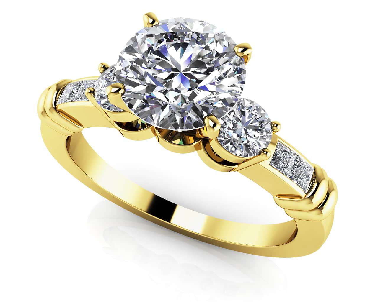 Triple Contrast Diamond Engagement Ring with 1.33 ct. (1.00 ct. center diamond) - Image 2