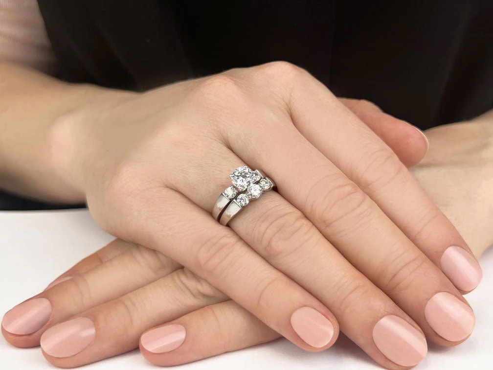Triple Diamond Bridal Set Set Diamond  with 1.88 ct. (1.00 ct. center diamond) - Image 4