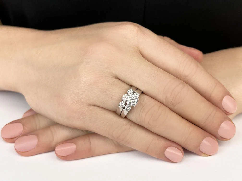 Triple Diamond Bridal Set Set Lab-Grown Diamond  with 2.38 ct. (1.50 ct. center diamond) - Image 3