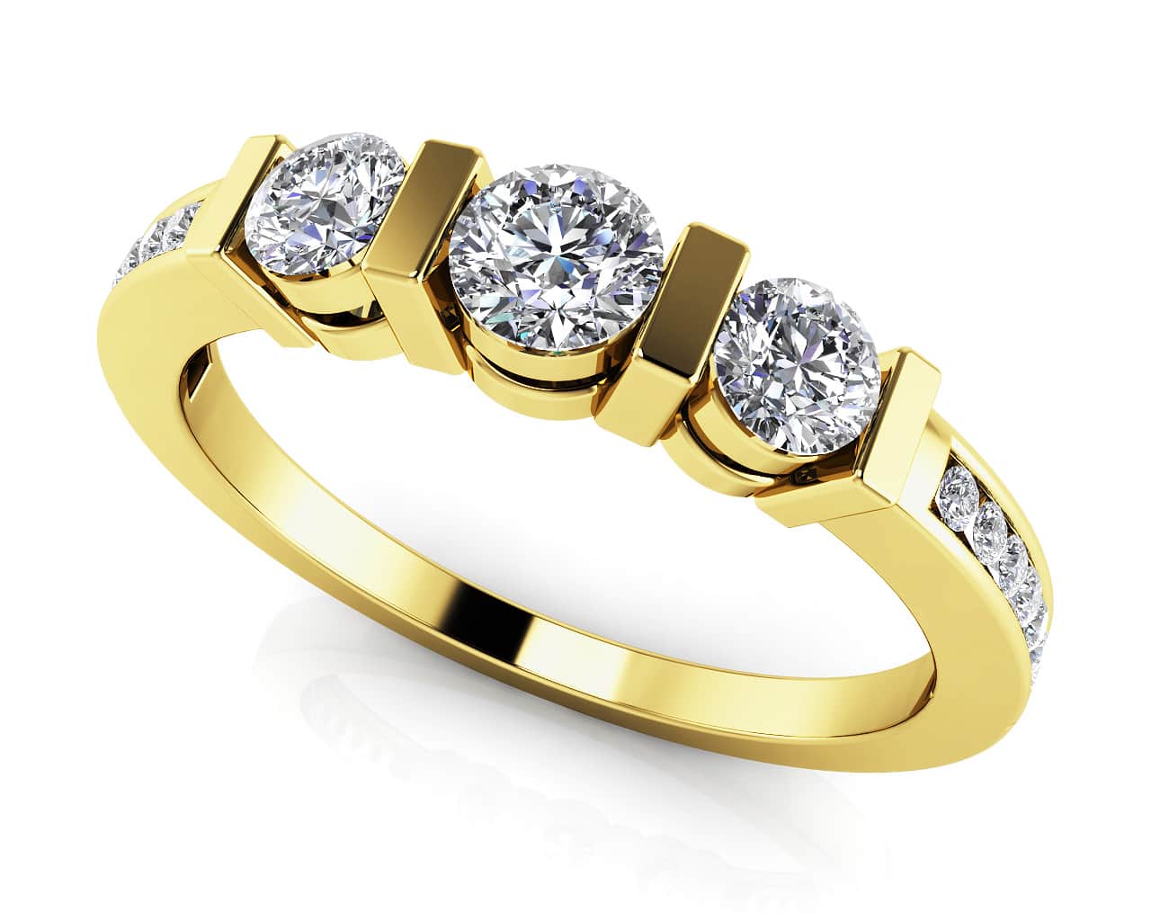 Triple Diamond Channel Band Lab-Grown Diamond  with 0.54 ct.(finished) 1.1mm, 3mm, 3.7mm - Image 2