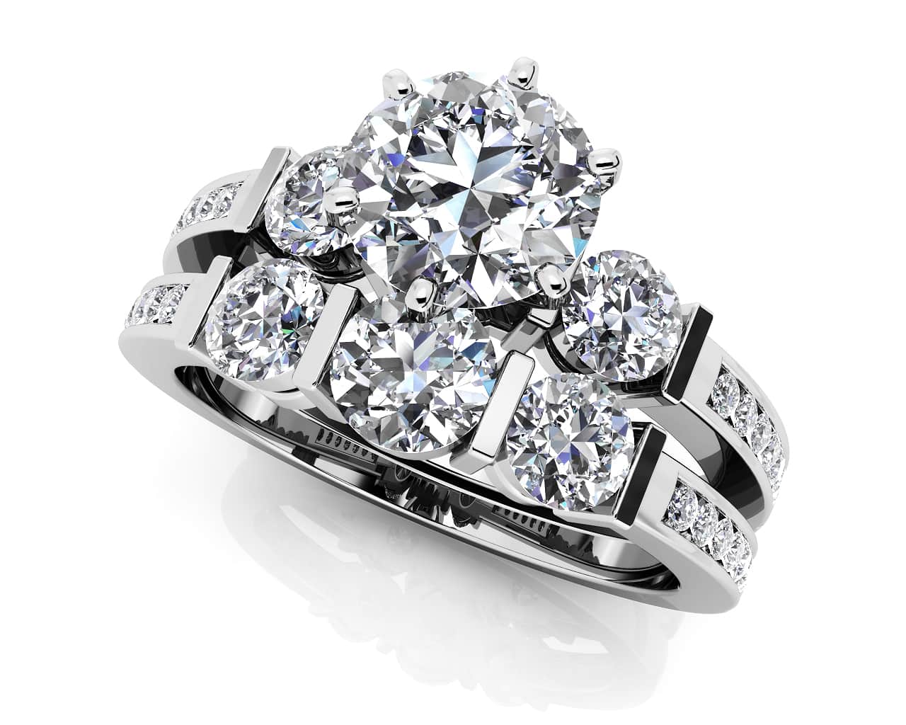 Triple Diamond Channel Lab-Grown Diamond Bridal Set with 1.39 ct. (0.50 ct. center diamond)