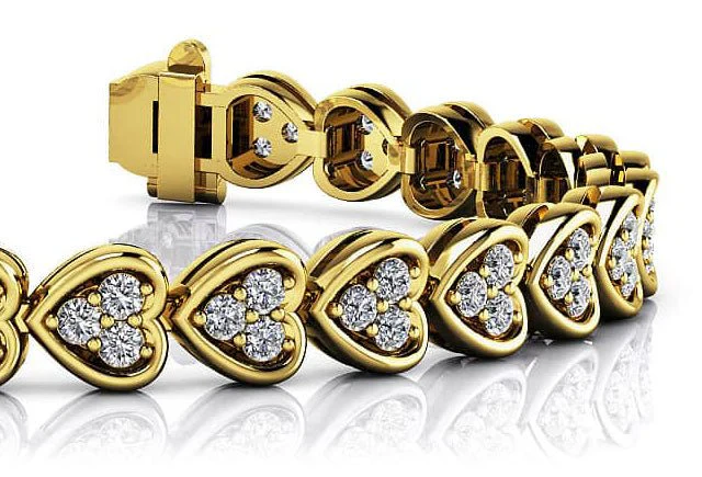 Triple Diamond Love Heart Lab-Grown Diamond Bracelet with 2.77 ct.(finished) 2mm - Image 2