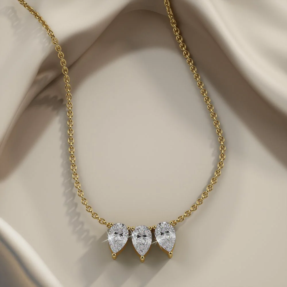 Triple Pear Shape Diamond Necklace with 0.90 ct.(finished) 6x4mm - Image 4