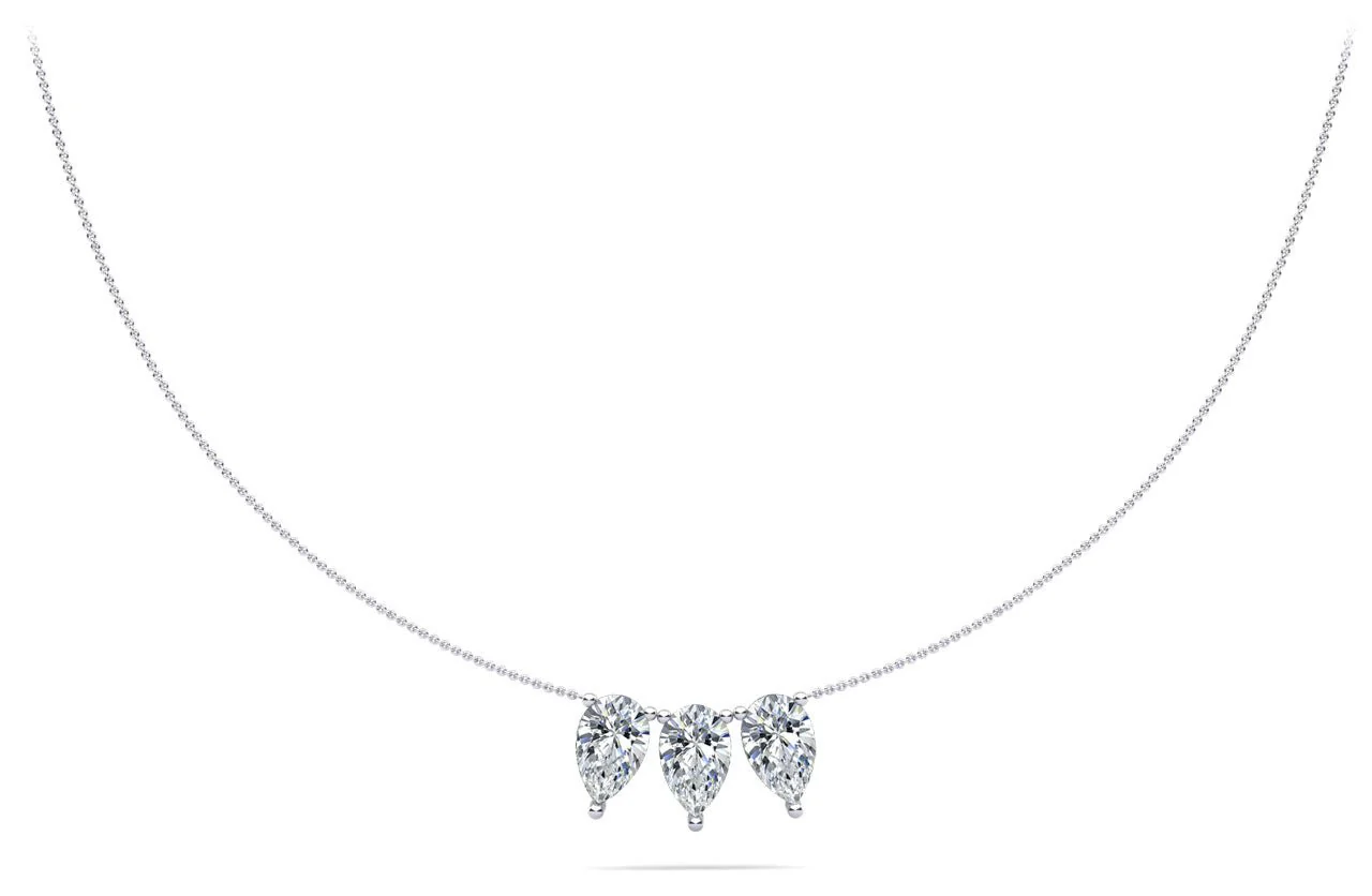 Triple Pear Shape Diamond Necklace Lab-Grown Diamond with 0.90 ct.(finished) 6x4mm