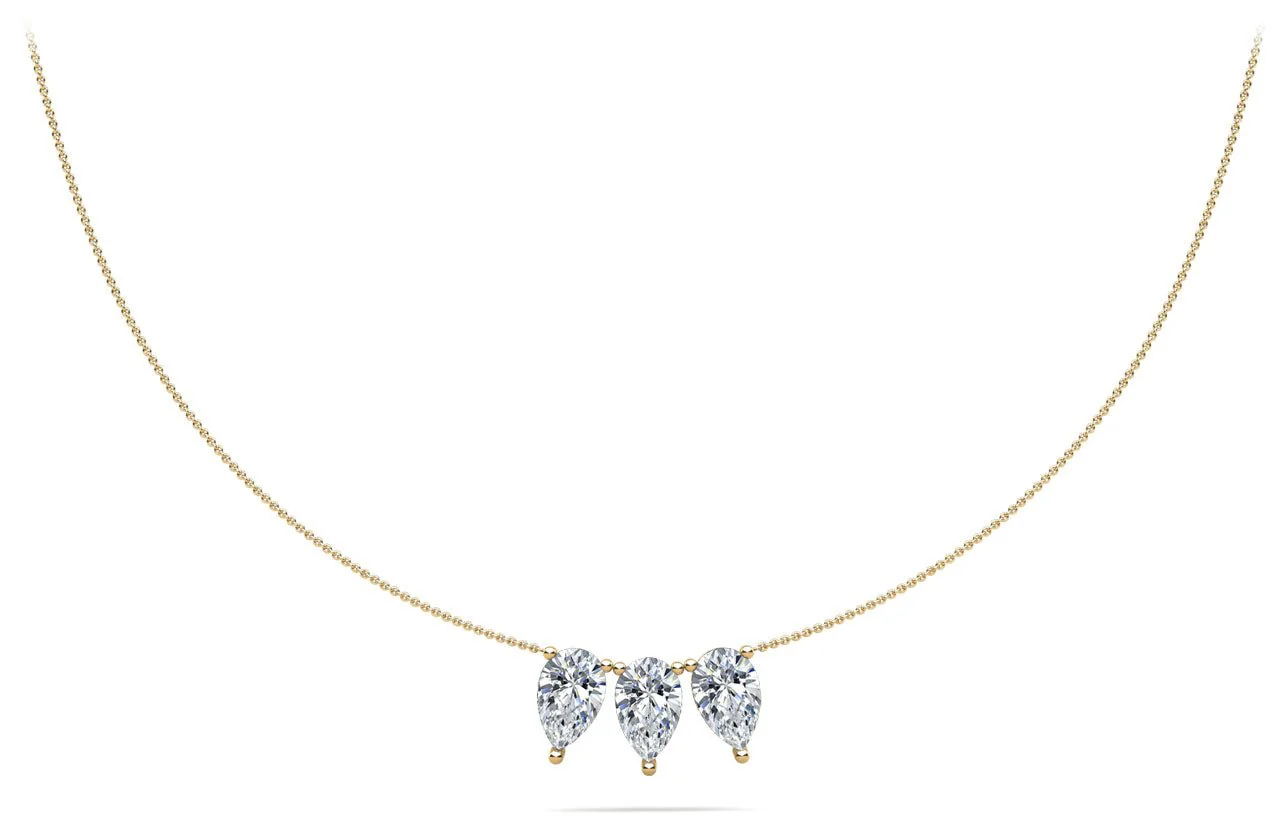 Triple Pear Shape Diamond Necklace Lab-Grown Diamond with 1.50 ct.(finished) 7x4.5mm - Image 2