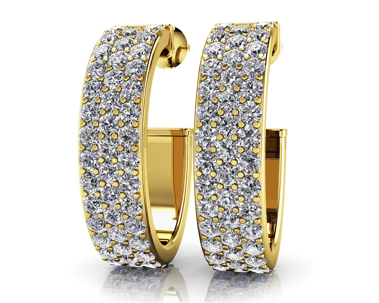 Triple Row Diamond Oval Diamond Hoop Earrings with 1.98 ct.(finished) 1.5mm - Image 2