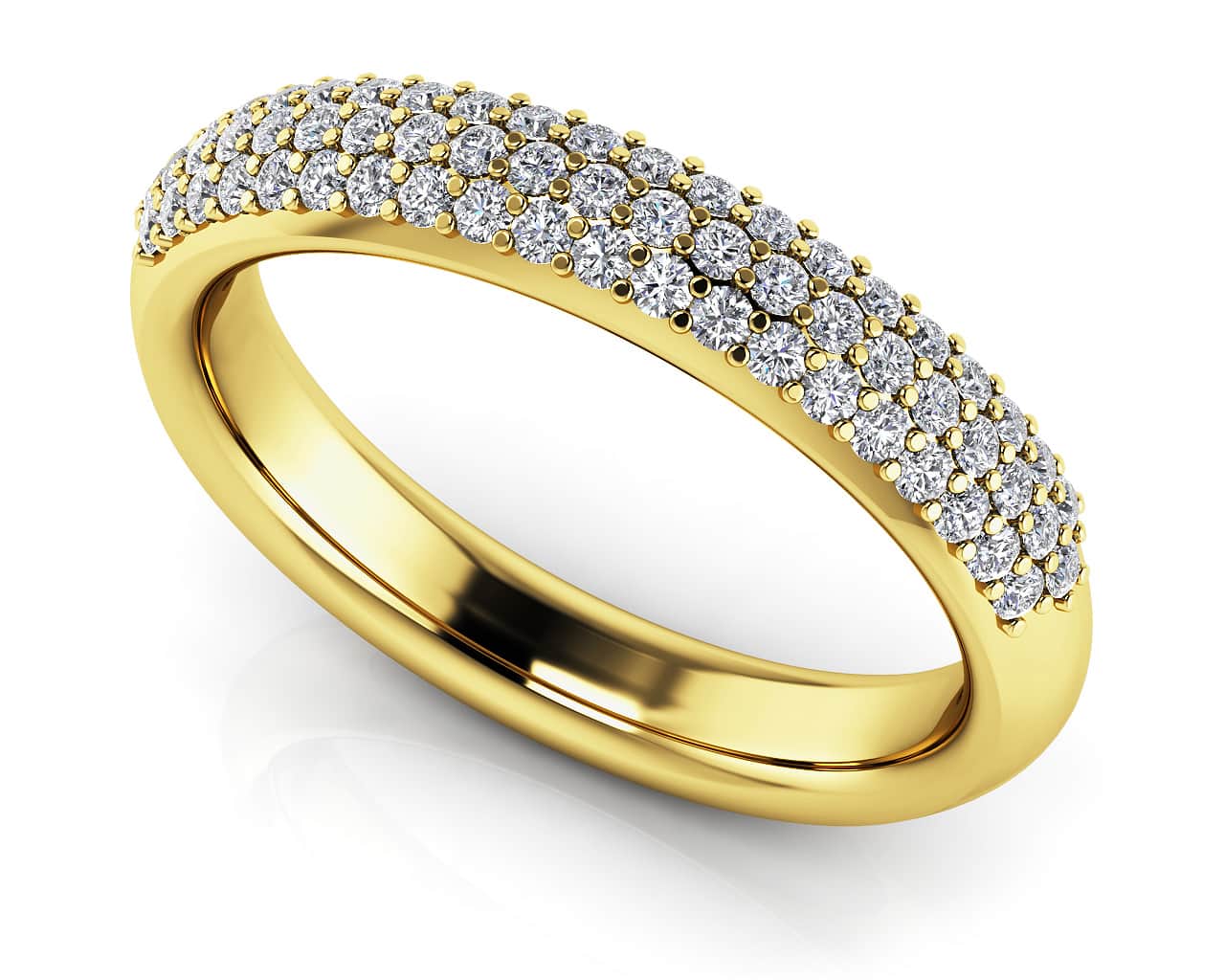 Triple Row Diamond Pave Wedding Diamond Ring with 1.20 ct.(finished) 1.9mm - Image 2