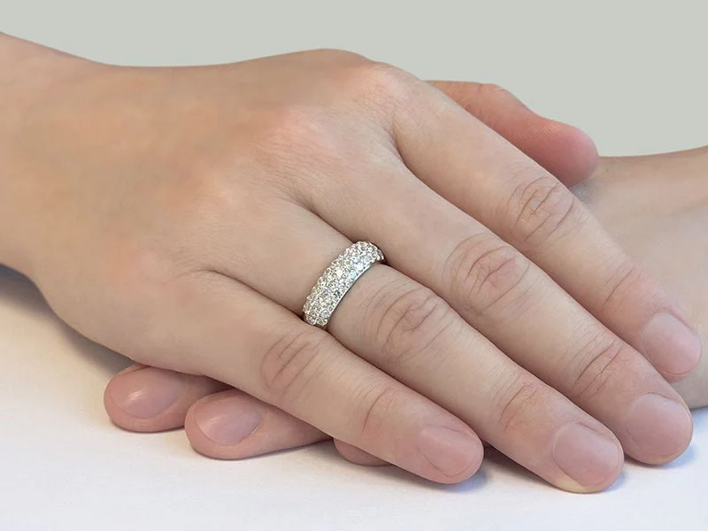 Triple Row Diamond Pave Wedding Diamond Ring with 1.48 ct.(finished) 2.2mm - Image 3