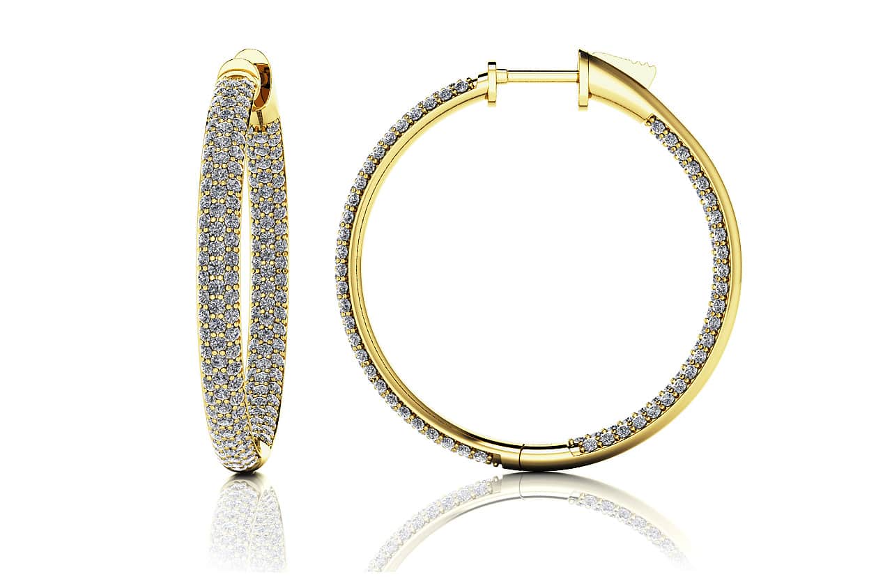 Triple Row Inside Out Diamond Earrings Medium Diamond  with 3.06 ct.(finished) 1.3mm - Image 2