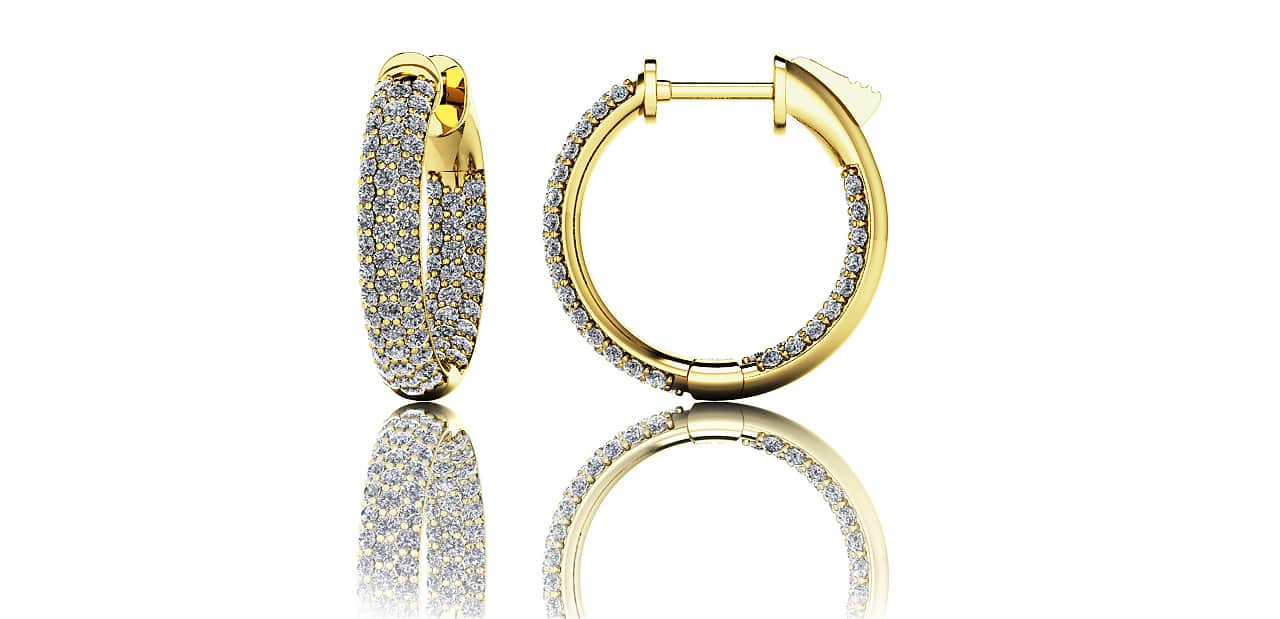 Triple Row Inside Out Diamond Earrings Petite Diamond  with 1.80 ct.(finished) 1.5mm - Image 2