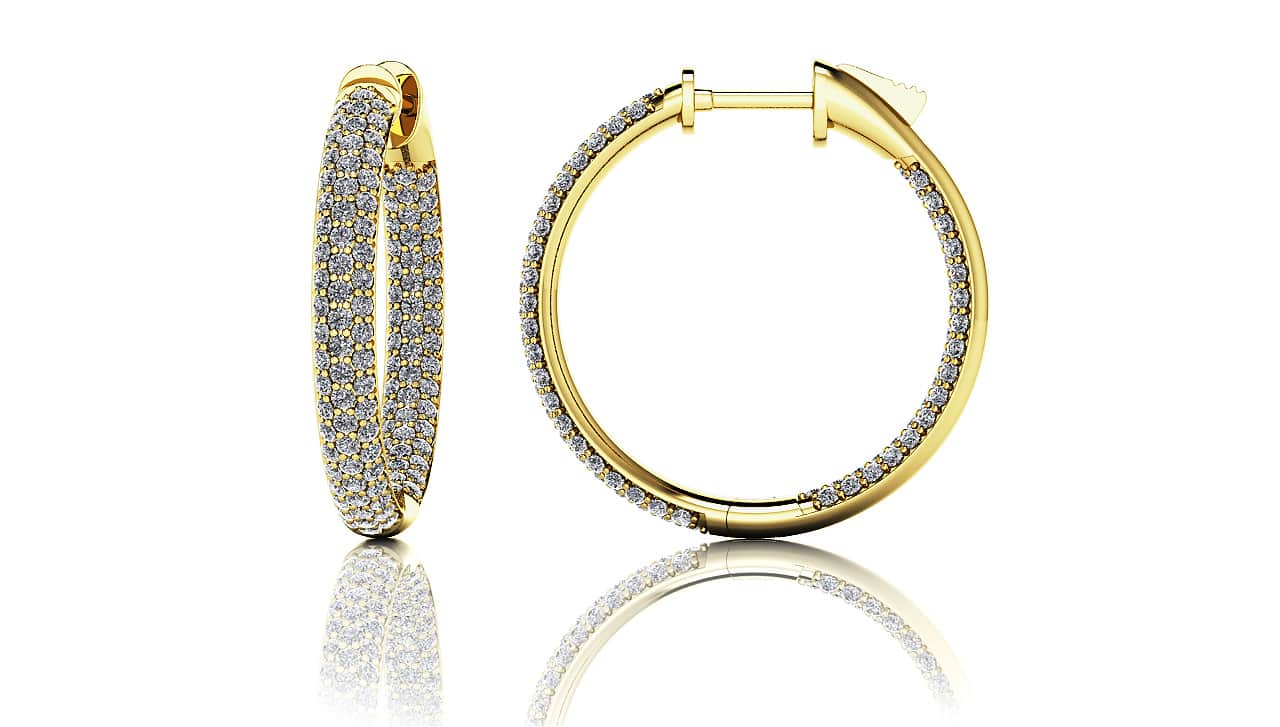 Triple Row Inside Out Diamond Earrings Small Diamond  with 2.26 ct.(finished) 1.3mm - Image 2