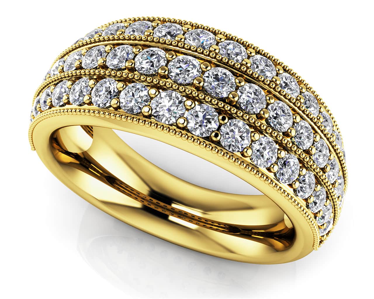 Triple Row Milgrain Edge Diamond Ring with 0.65 ct.(finished) - Image 2