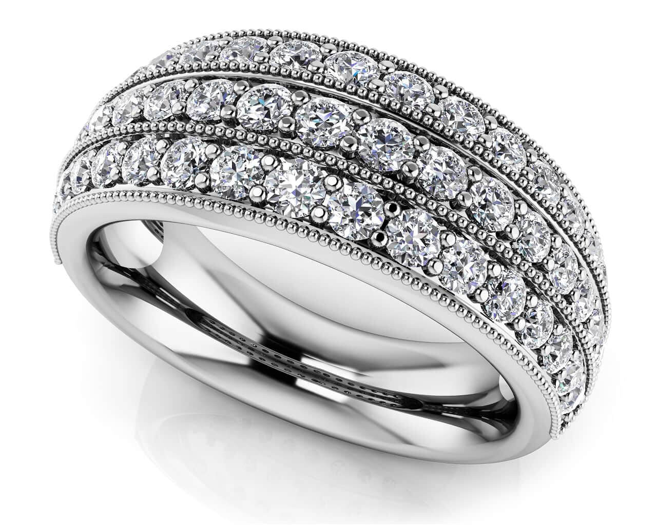 Triple Row Milgrain Edge Lab-Grown Diamond Ring with 1.31 ct.(finished)