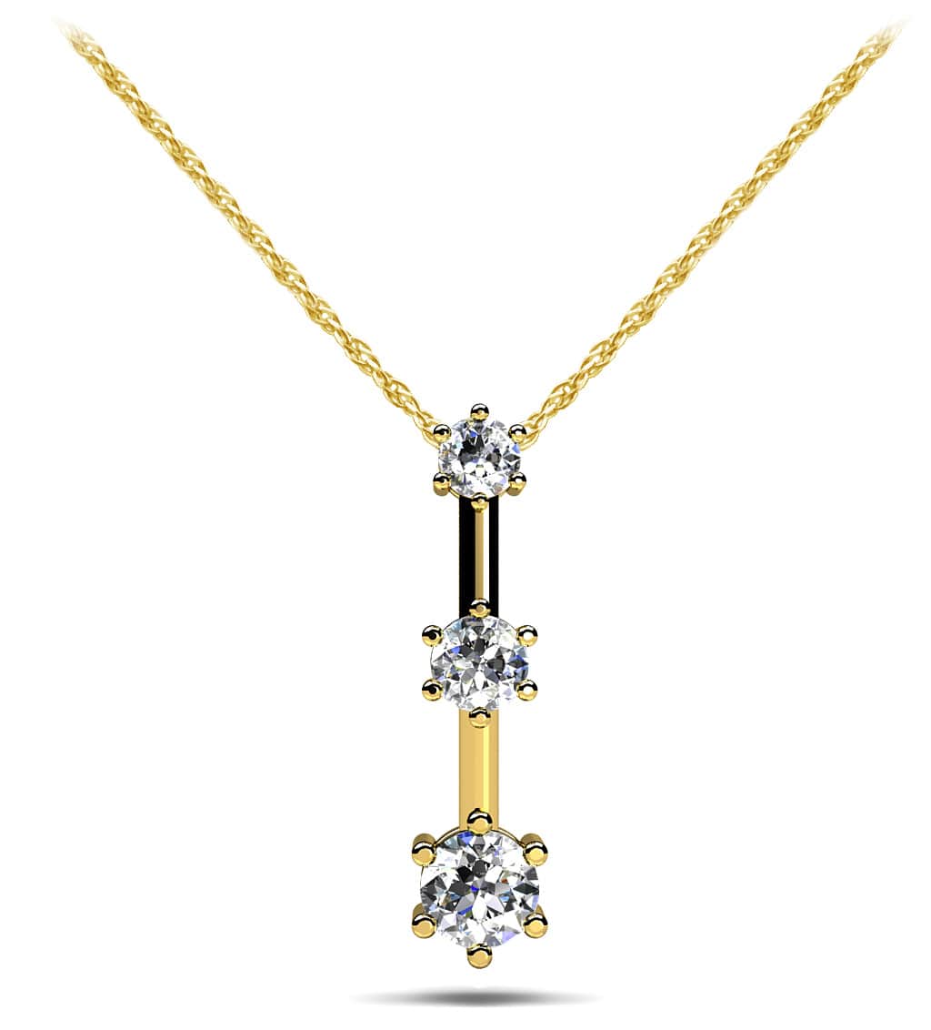 Triple Star 3 Stone Diamond Drop Lab-Grown Diamond Pendant with 0.27 ct.(finished) 2.2mm, 2.8mm, 3.4mm - Image 2