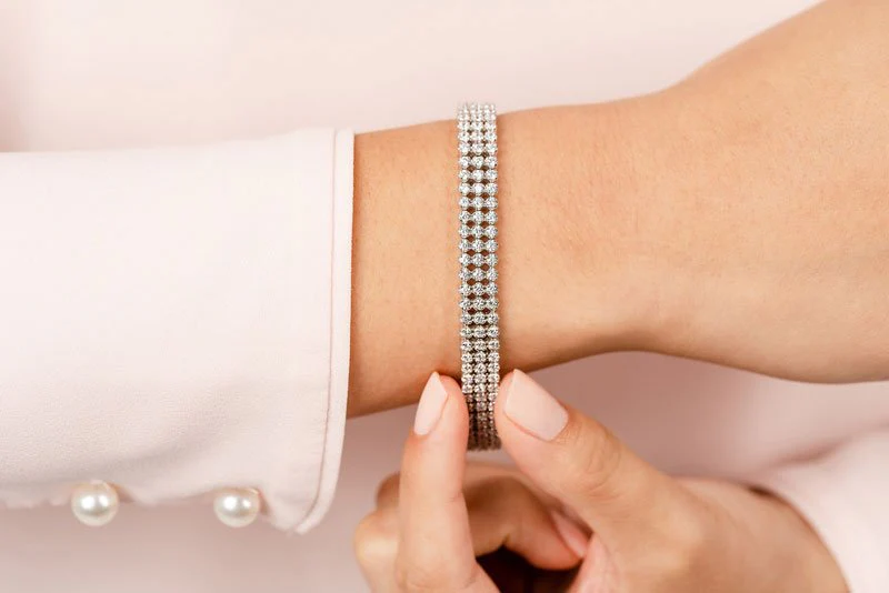 Triple Strand Lab-Grown Diamond Bracelet with 5.30 ct.(finished) 1.8mm - Image 4