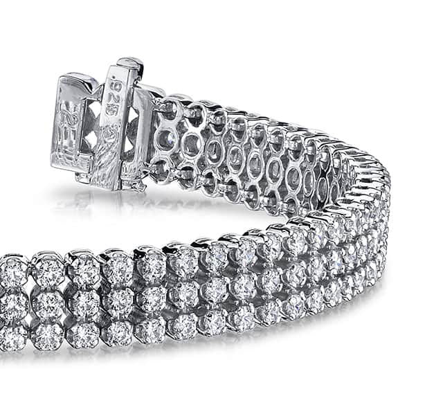Triple Strand Lab-Grown Diamond Bracelet with 6.34 ct.(finished) 2.0mm