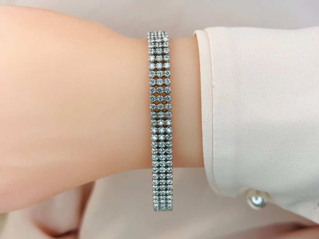 Triple Strand Lab-Grown Diamond Bracelet with 6.34 ct.(finished) 2.0mm - Image 3