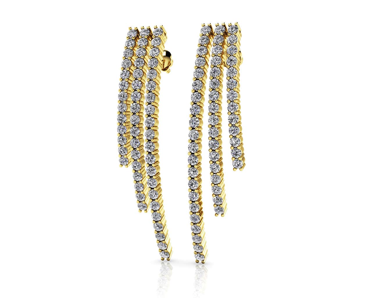 Triple Strand  Lab-Grown Diamond Earrings with 1.98 ct.(finished) 1.6mm - Image 2