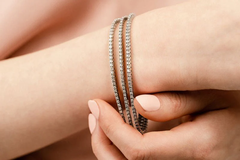 Triple Strand Flexible Diamond Tennis Diamond Bracelet with 3.65 ct.(finished) 1.5mm - Image 3