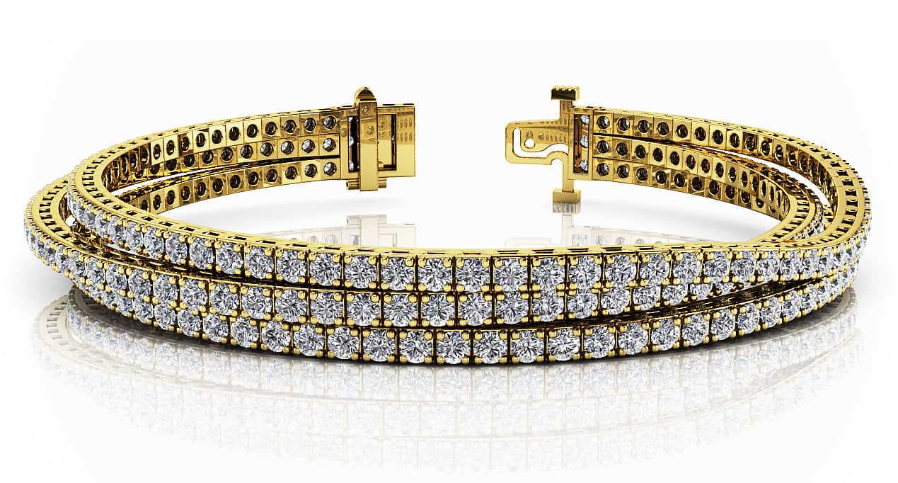 Triple Strand Flexible Diamond Tennis Diamond Bracelet with 6.14 ct.(finished) 2mm - Image 5