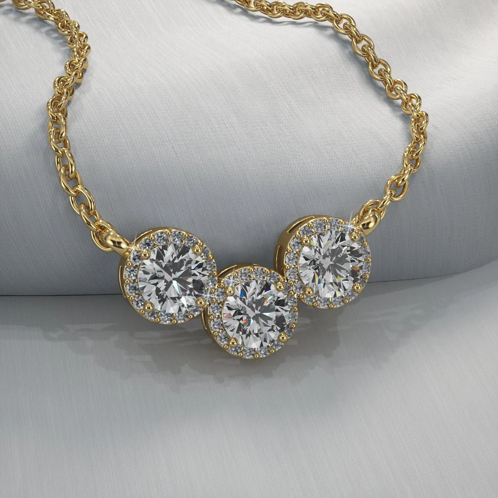 Triple V Shape Brilliance Diamond Necklace with 1.00 ct.(finished) 1.1mm, 4mm - Image 4