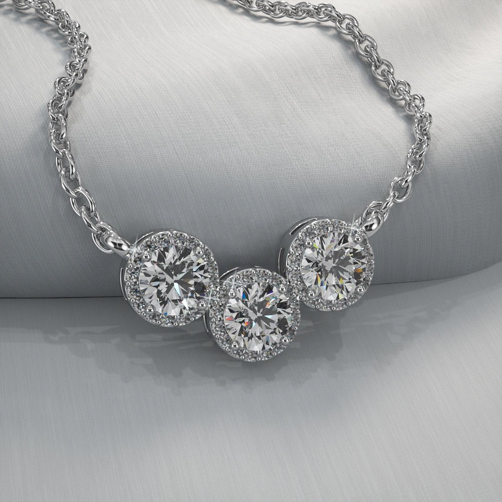 Triple V Shape Brilliance Diamond Necklace Lab-Grown Diamond with 1.74 ct.(finished) 1mm, 5mm - Image 3