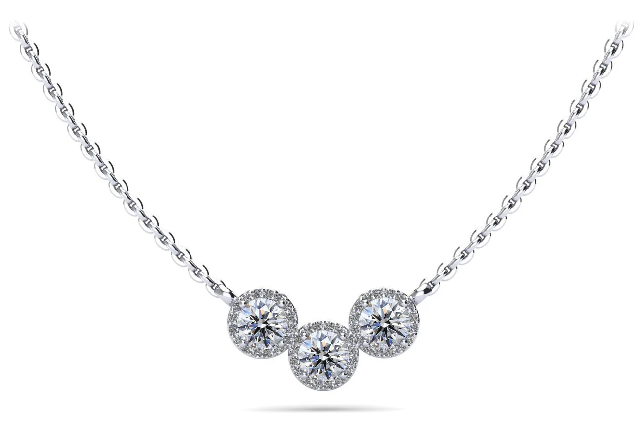 Triple V Shape Brilliance Diamond Necklace Lab-Grown Diamond with 3.30 ct.(finished) 1mm, 6.5mm