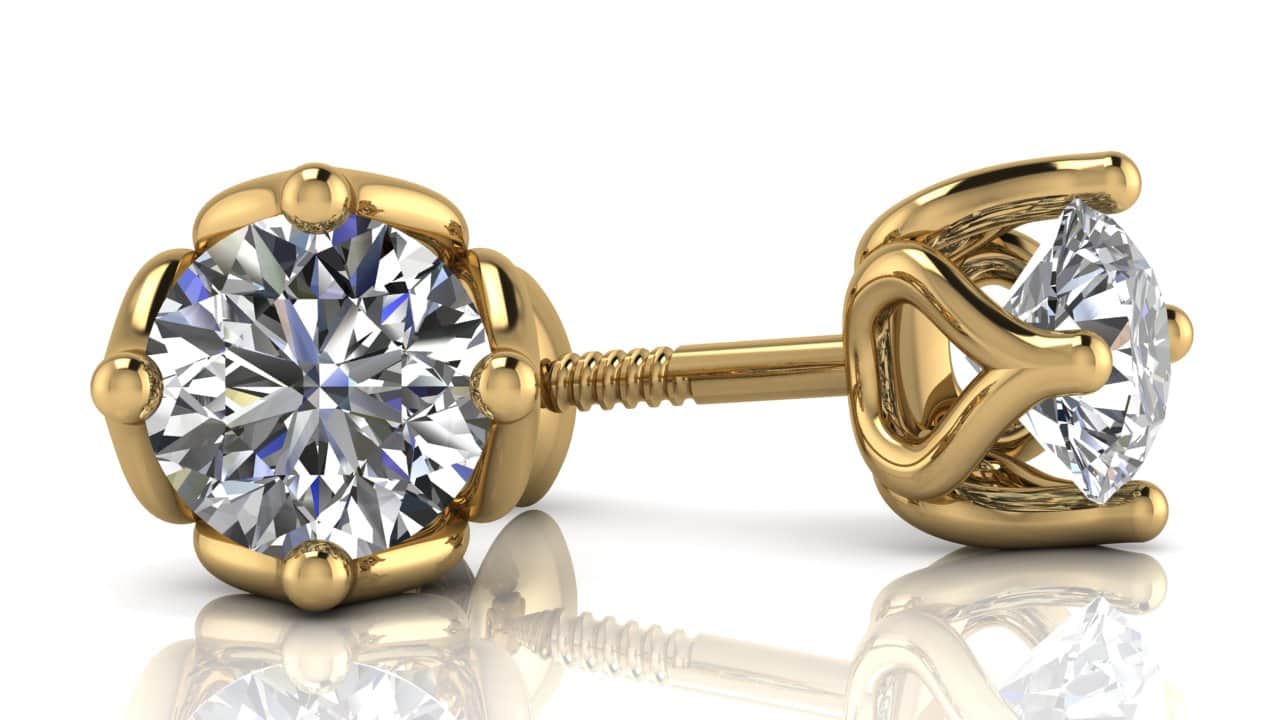 Tulip Diamond Stud Earrings with 1.50 ct.(finished) 5.7mm - Image 2