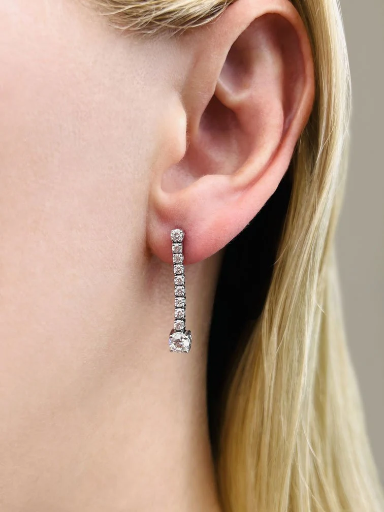 Twenty Diamonds Dangle Drop Lab-Grown Diamond Earrings with 1.35 ct.(finished) 2mm, 2.5mm, 4.5mm - Image 3
