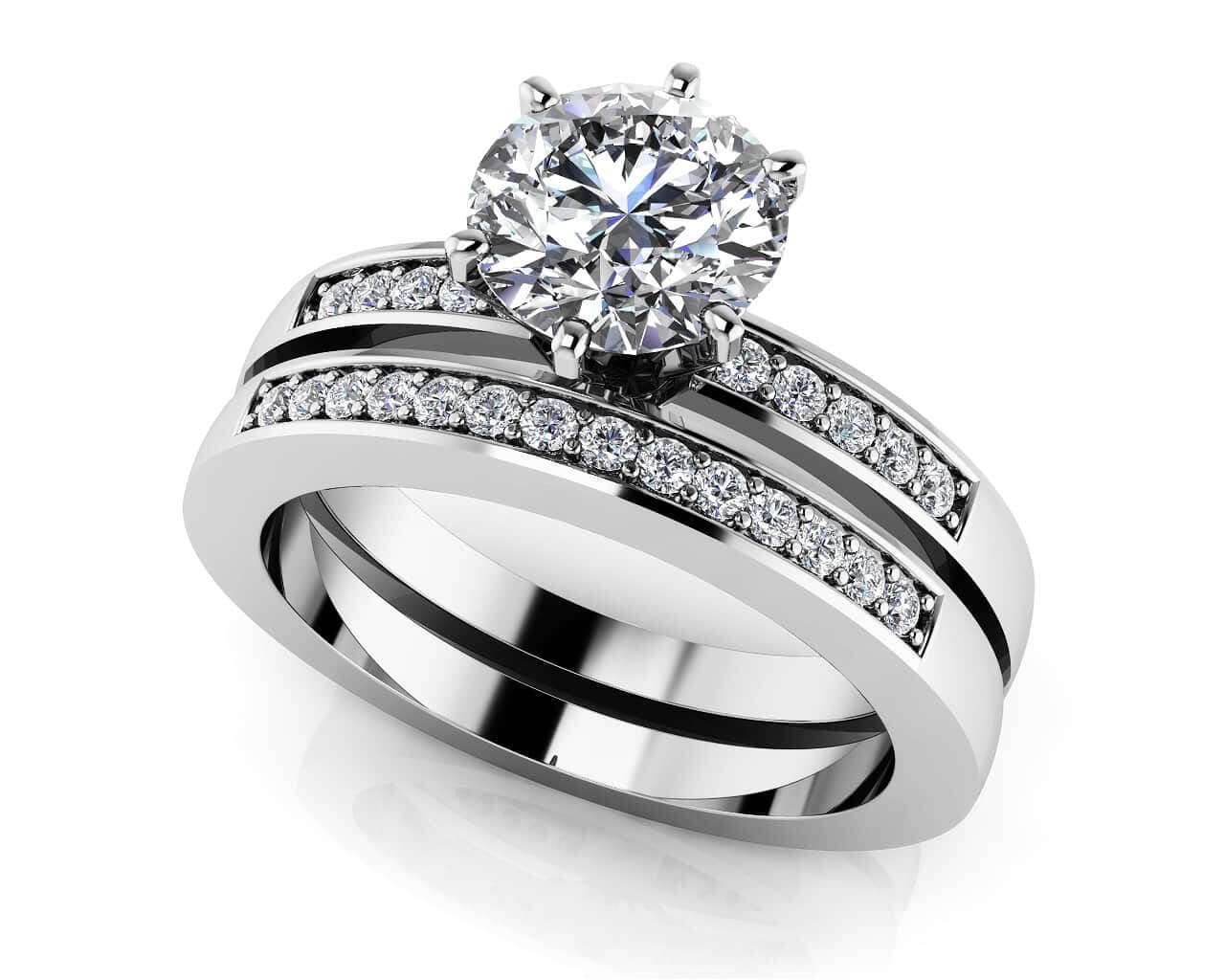 Twenty Five Hours A Day Bridal Set Diamond with 2.13 ct. (2.00 ct. center diamond)