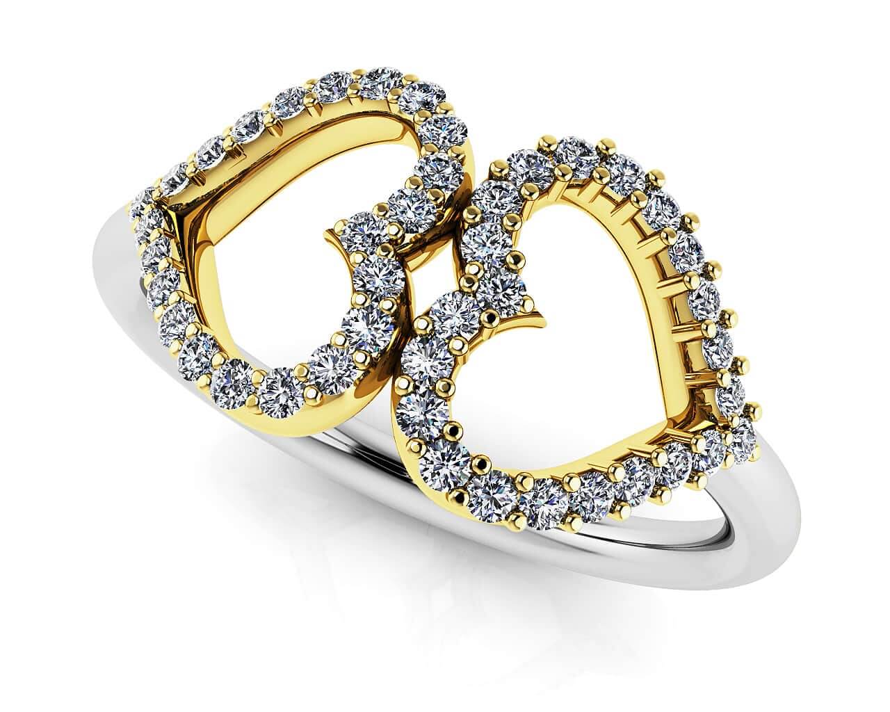 Twin Hearts Lab-Grown Diamond Ring with 0.22 ct.(finished) 1mm
