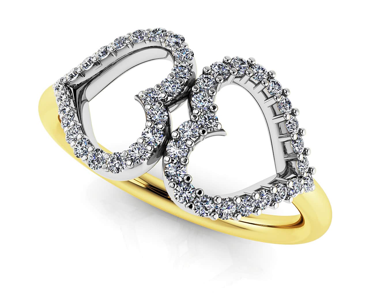 Twin Hearts Lab-Grown Diamond Ring with 0.22 ct.(finished) 1mm - Image 2