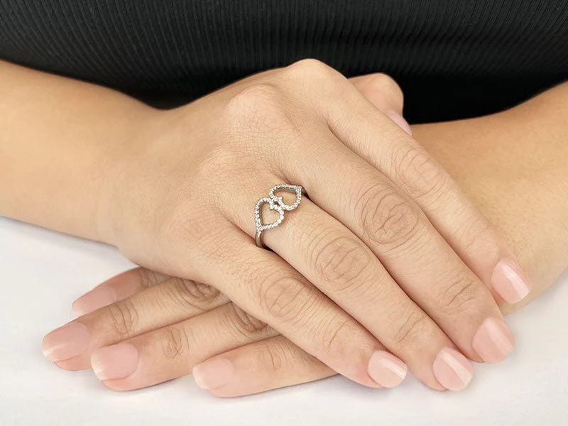 Twin Hearts Lab-Grown Diamond Ring with 0.22 ct.(finished) 1mm - Image 3