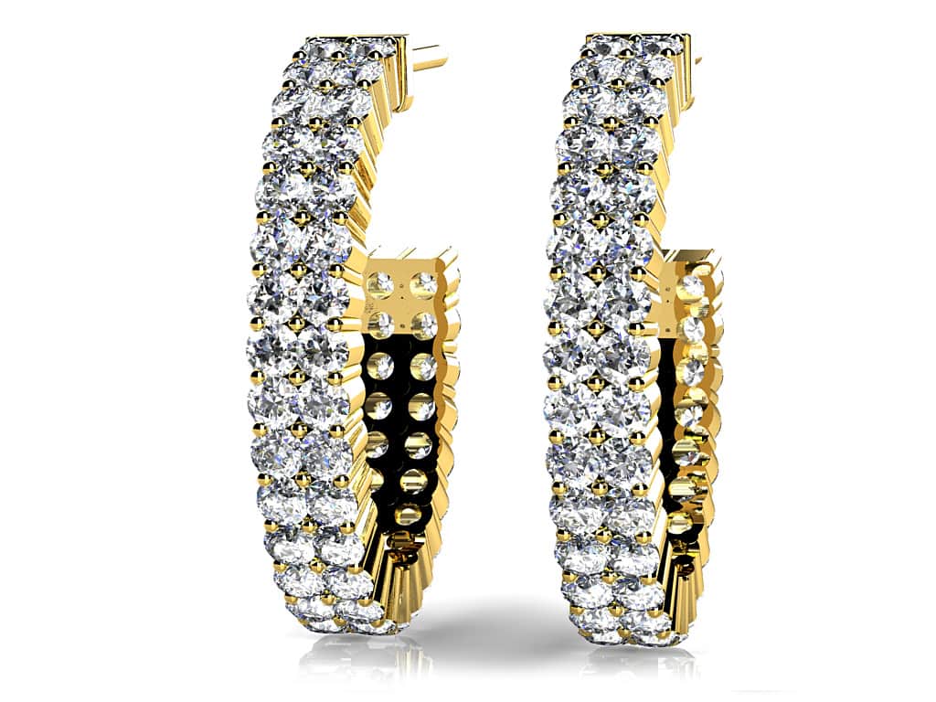 Two Row Diamond Open Hoop Earrings In Lab-Grown Diamond  with 2.16 ct.(finished) 1.6mm - Image 2