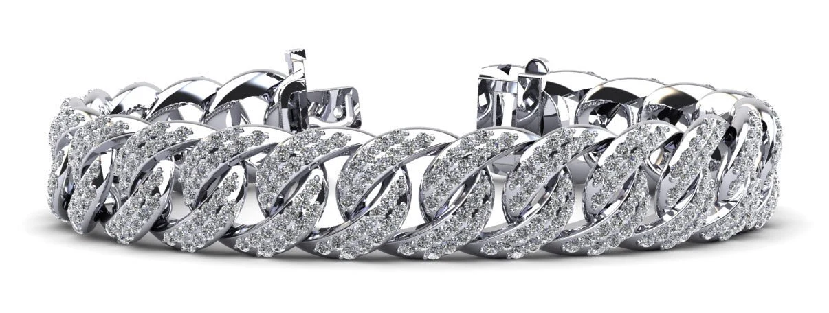 Two Rows Cuban Link Diamond Bracelet with 5.92 ct.(finished) 1.3mm