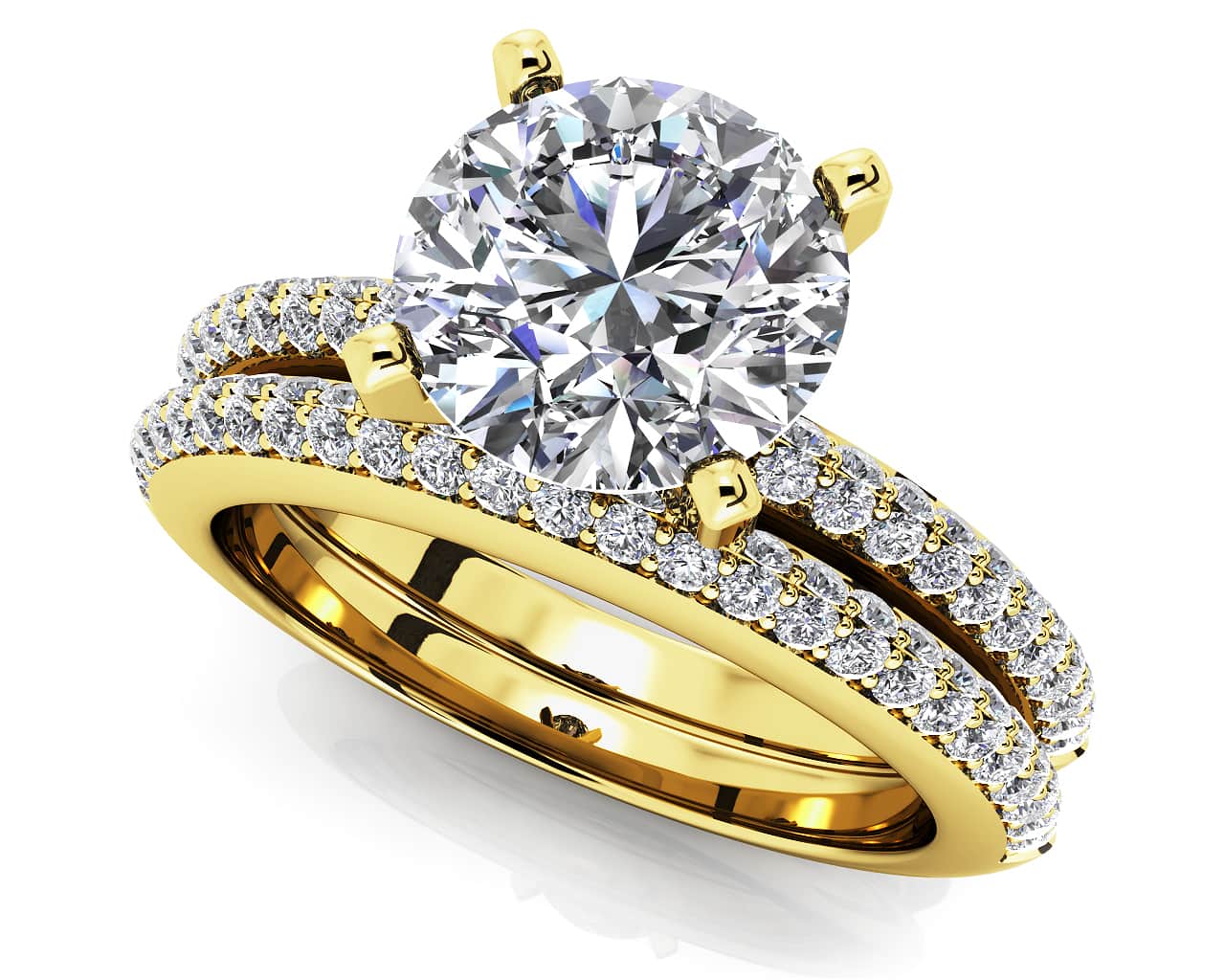 Two Rows Of Diamonds Lab-Grown Diamond Bridal Set with 1.24 ct. (0.75 ct. center diamond) - Image 2