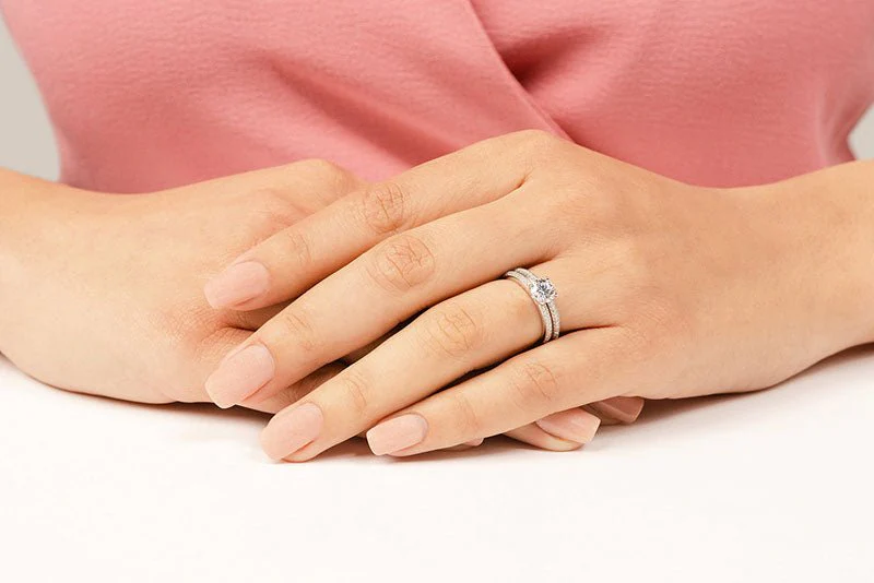 Two Rows Of Diamonds Lab-Grown Diamond Bridal Set with 1.74 ct. (1.25 ct. center diamond) - Image 5