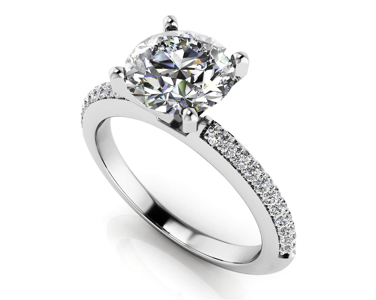 Two Rows Of Diamonds Diamond Engagement Ring with 0.97 ct. (0.75 ct. center diamond)