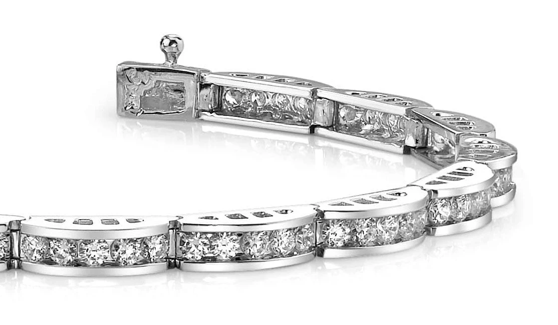 Two Tone Channel Link Diamond Bracelet with 2.96 ct.(finished) 2.2mm
