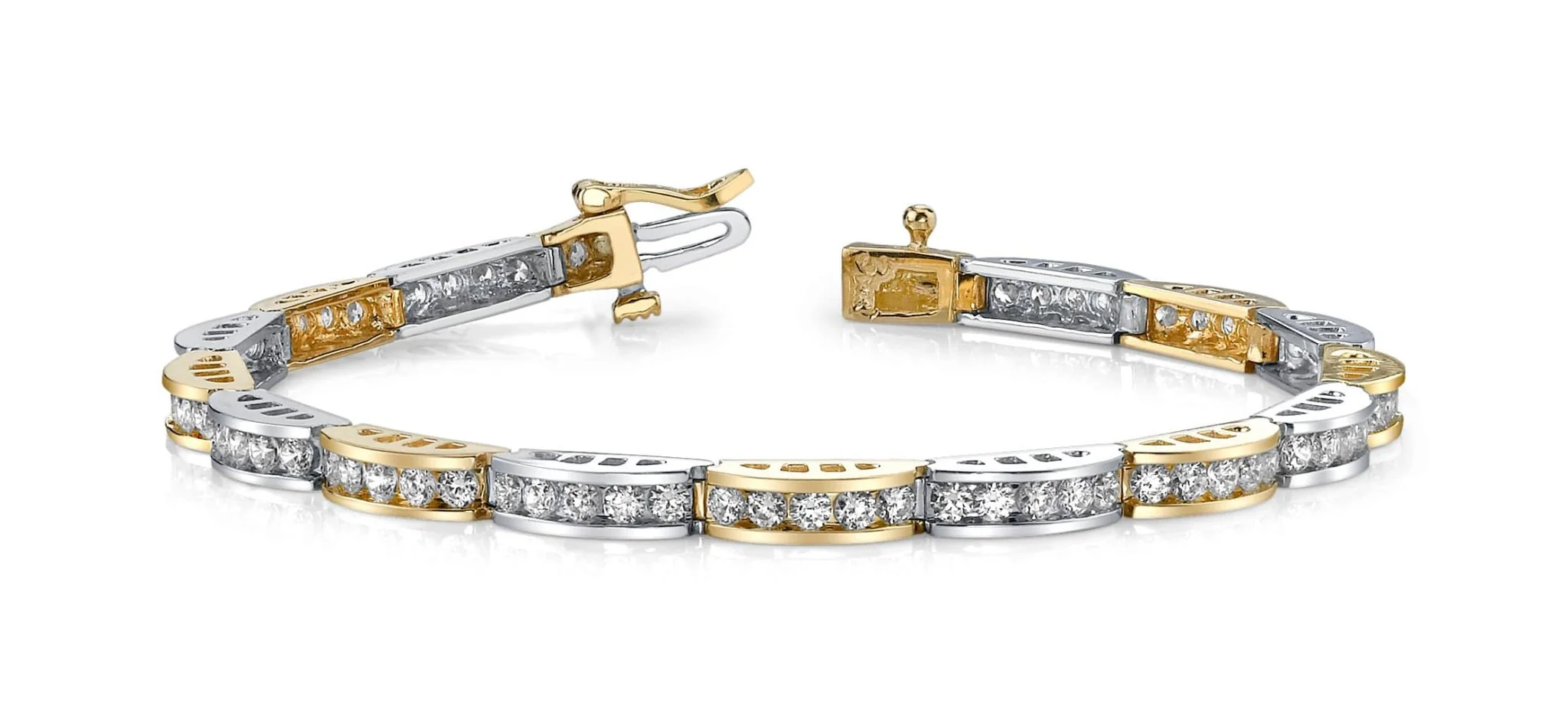Two Tone Channel Link Diamond Bracelet with 2.96 ct.(finished) 2.2mm - Image 3