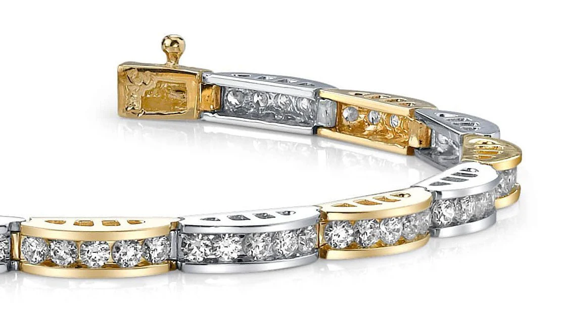 Two Tone Channel Link Lab-Grown Diamond Bracelet with 1.98 ct.(finished) 1.8mm - Image 2