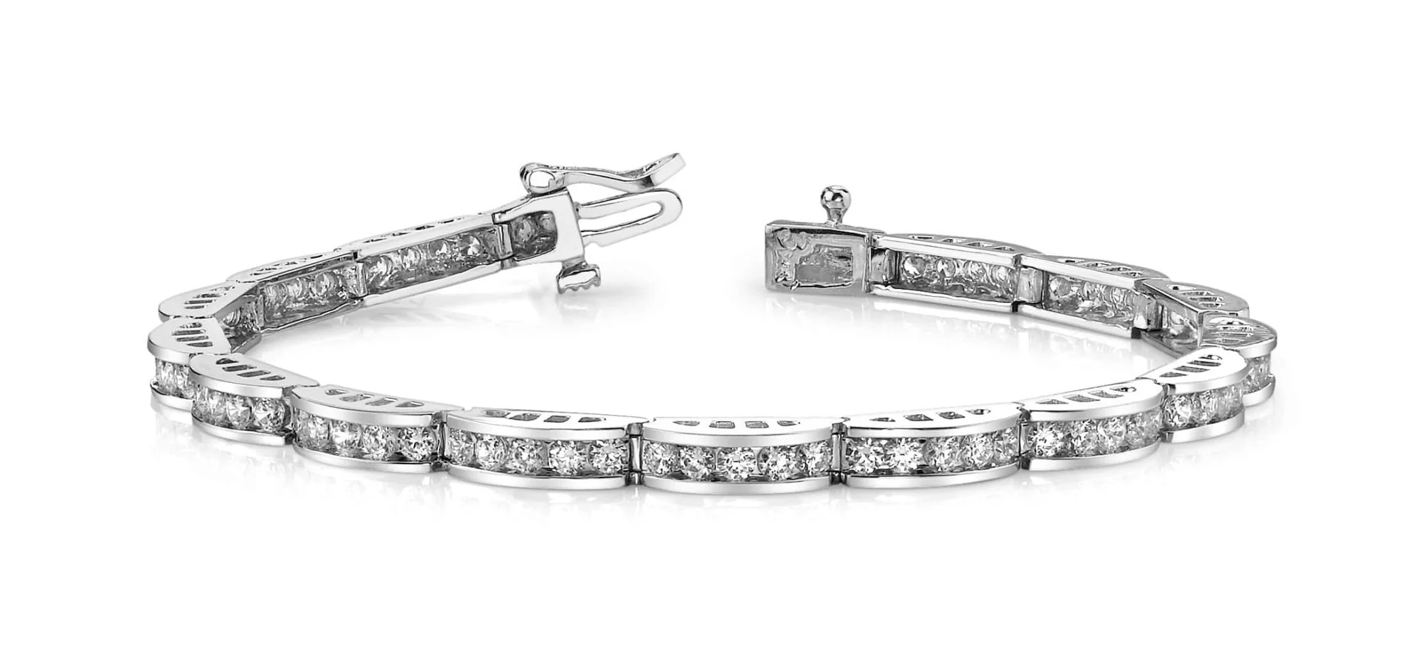 Two Tone Channel Link Lab-Grown Diamond Bracelet with 4.00 ct.(finished) 2.5mm - Image 4