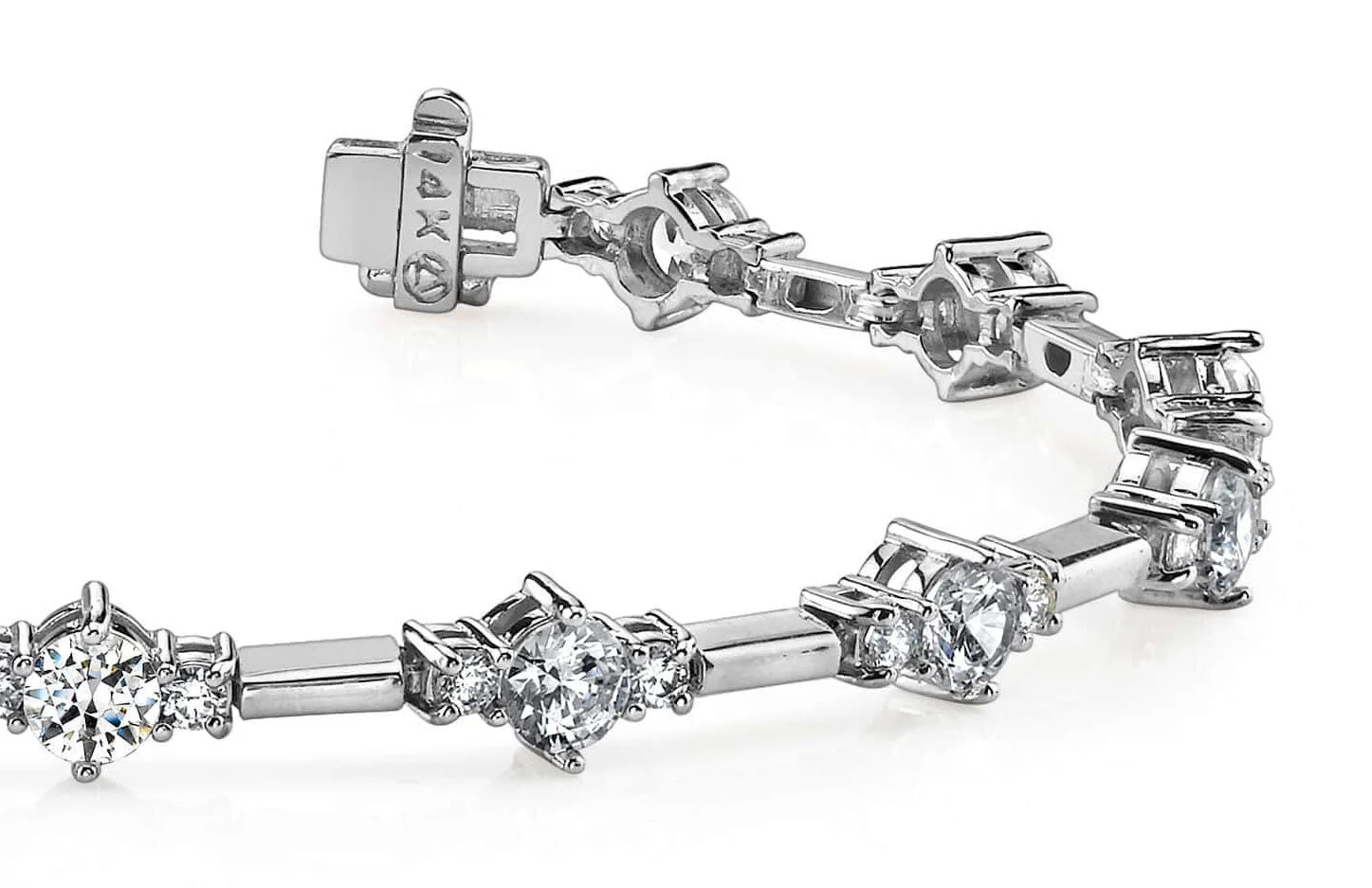 Two Tone Triple Lab-Grown Diamond Bracelet with 2.99 ct.(finished) 2mm, 3.5mm